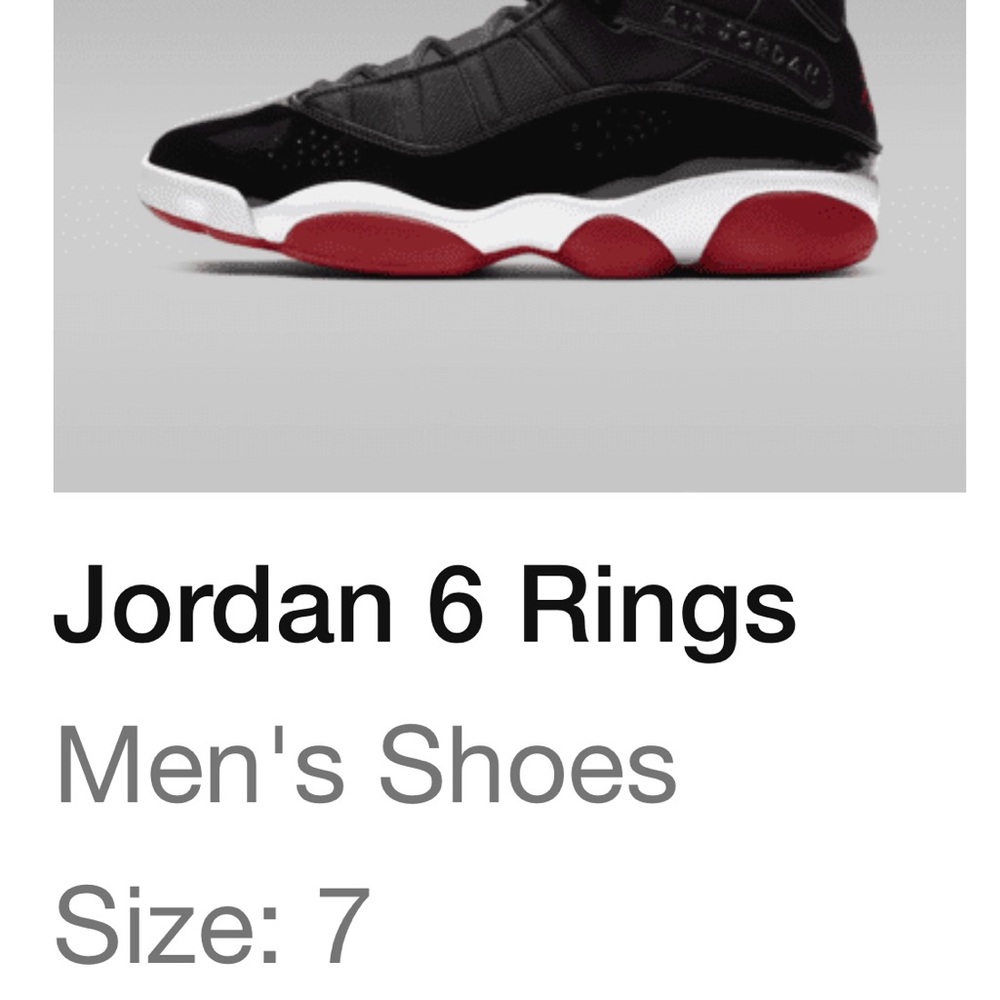 Men’s Jordan 6 Rings Black and Red Sneakers
Nike New! Frm store online w org box